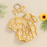 Valentines Day Easter St Patricks Christmas Baby Girls Heart Print Romper with Headband