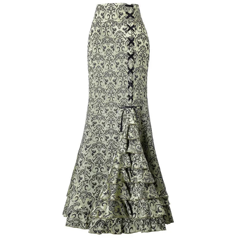 Gothic Long Steampunk Trumpet Skirts