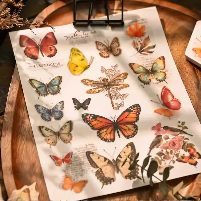 Vintage Big Butterfly RUB ON Transfer Stickers Scrapbooking DIY Craft Supplies Junk Journaling