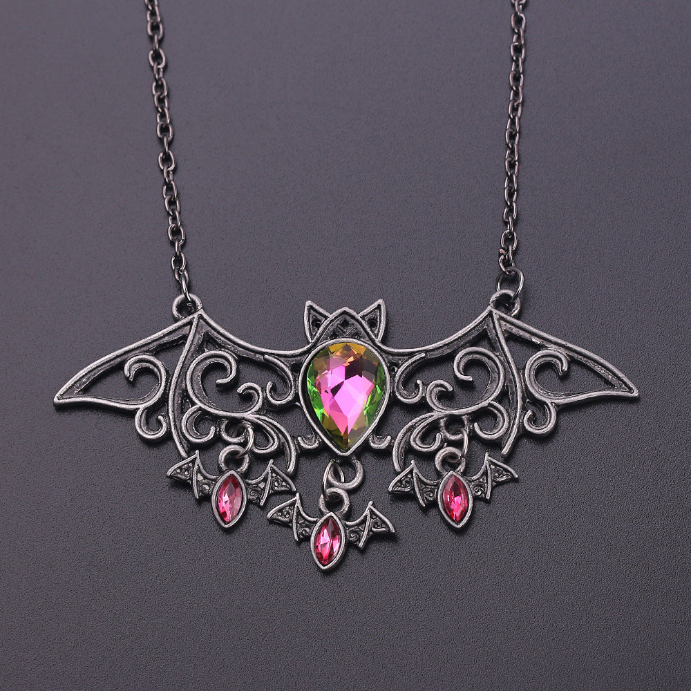 Halloween Bat Pink Crystal Necklaces