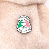 Wicked 'Together We're Unlimited' Enamel Pins Pink & Green Heart Brooches Badge Lapel Pin