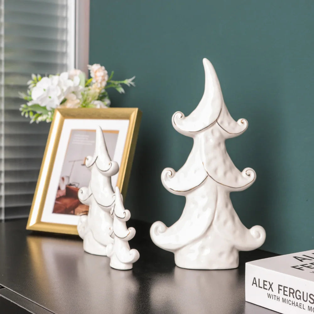 Nordic Style Ceramic Tree Figurines Christmas Decorations