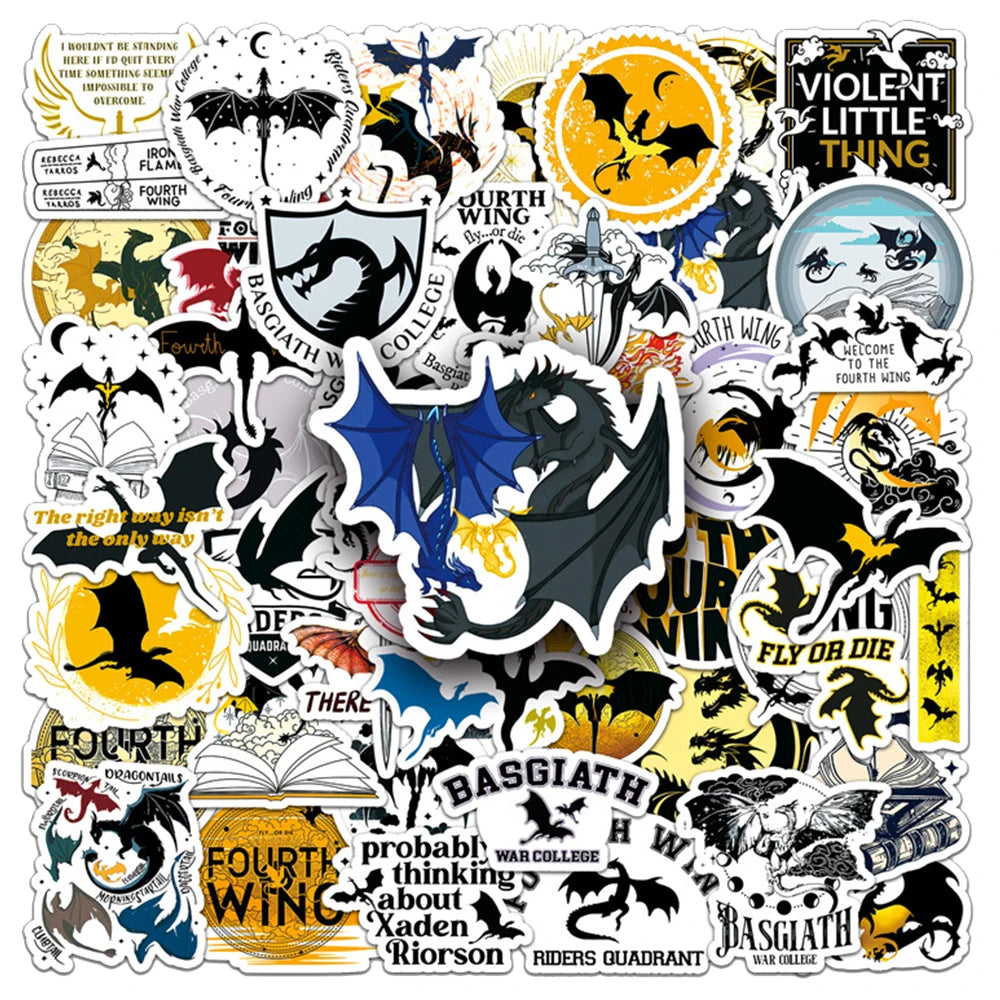 50pcs Fourth Wing Fantasy Novel Stickers