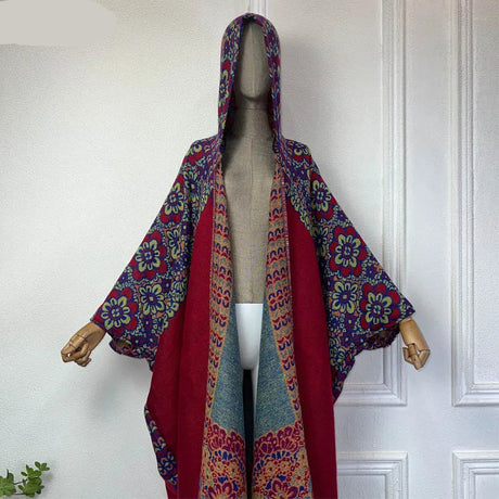 Boho Long Hooded Winter Cloak Cardigan Coat