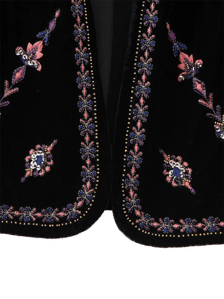 Janet's Floral Embroidered Velvet Vest Waistcoat