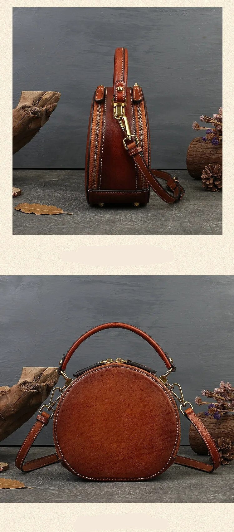 Embossed Rabbit Handbag Genuine Leather