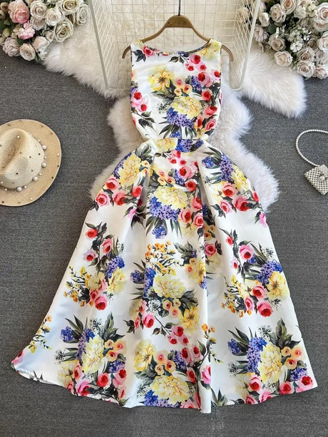 Spring Races Floral Tank Dress with Pockets