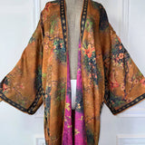 Angel's Double-sided Printed Silk Feel Duster Boho Cover Up Long Sleeve Kimono
