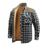 Woodsman Cotton Plaid Jacket Warm Winter Corduroy Patchwork Shirts Fleece Lined