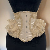Lolita Lace Up Boned Waist Trainer Stage Costume Victorian Lace Ruffles