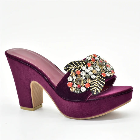 Gabby's Shoes Wedding Party Pumps with Rhinestone Platform Heels
