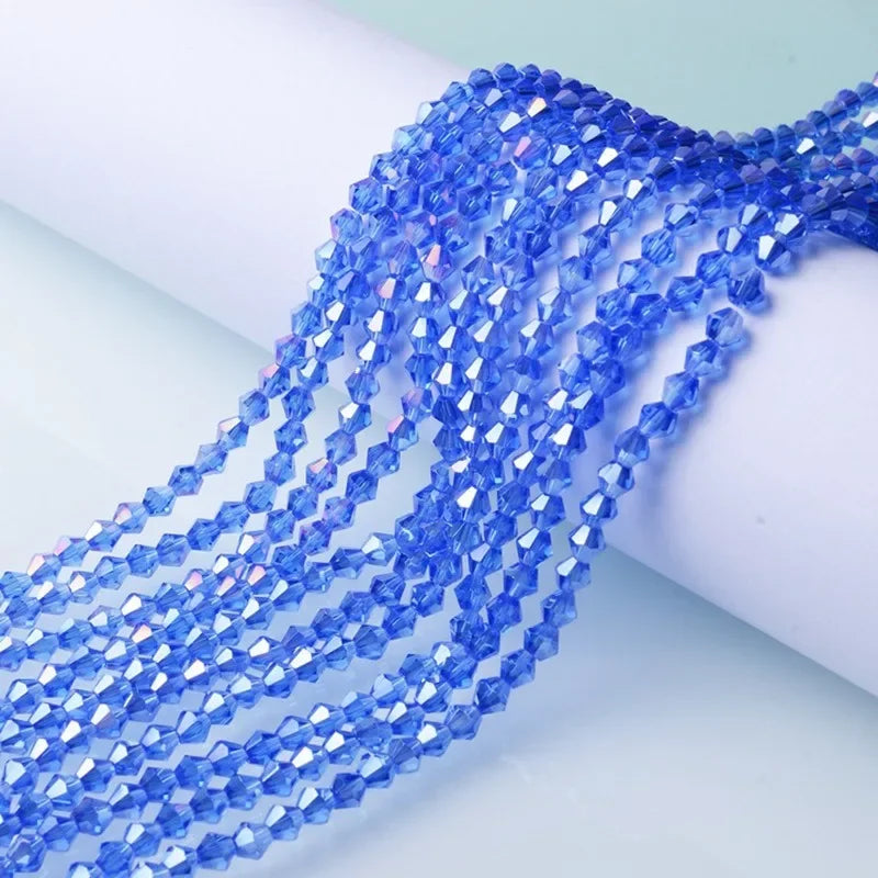 3/4/6mm Rainbow Austria Bicone Crystal Beads AB Colour Faceted Glass Beads for DIY Jewellery Making