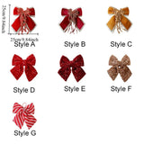 Sparkling Christmas Bow with Ribbon Christmas Tree Bowknot Flocked Wreath Xmas Decorations