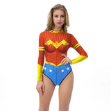 Silver or Gold Wonder Woman Long Sleeve One Piece Swimsuits Beach Bodies