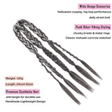 Viking Mohawk Cornrow Braided Mullet Wig Synthetic Thick 5 Braids with Metal Rings for Cosplay