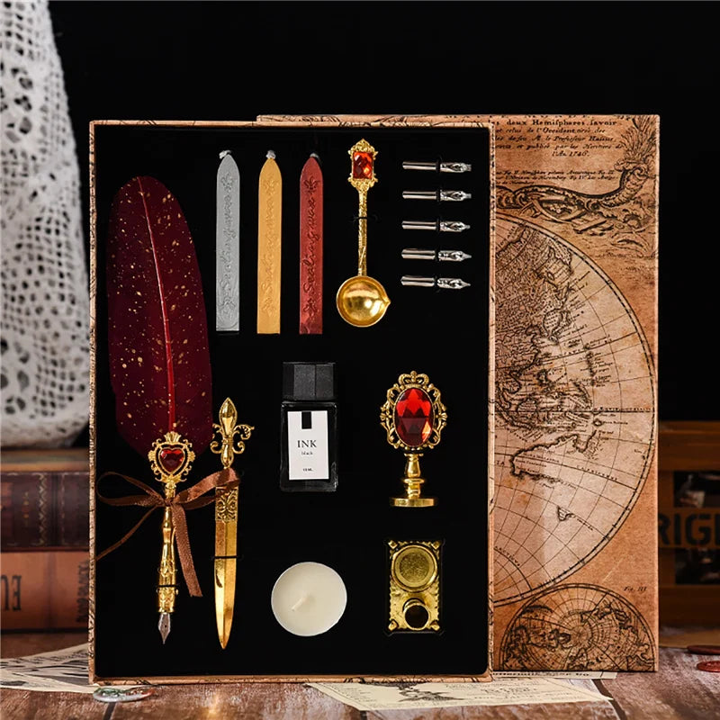 Wizard's Gift Calligraphy Feather Dip Pen Writing Set