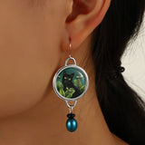 Black Cat & Dragonflies Earrings