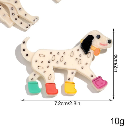 Acrylic Brooch Dalmatian Dog with Rainbow Wellingtons
