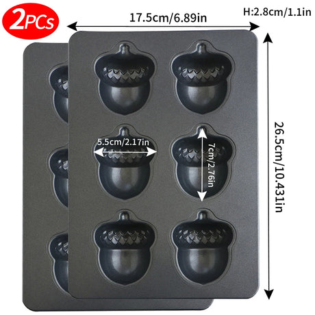 Acorn Shaped 6 Cavity Non-Stick Baking Pan Heavy Carbon Steel Biscuit Cake Chocolate Madeleine Tray