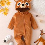Baby Reindeer Costume Toddler Girls Boy Cute Plush Zipper Deer Hooded Romper for Christmas