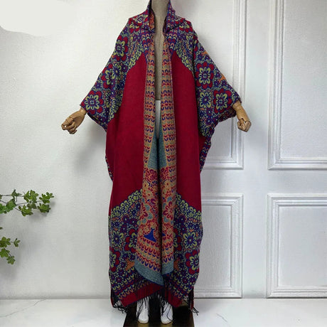 Boho Long Hooded Winter Cloak Cardigan Coat