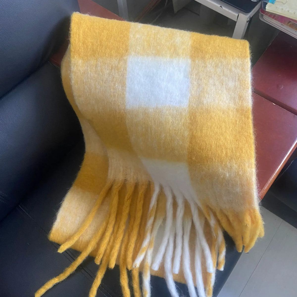 Colour Blocks Autumn Winter Plaid Scarves Imitation Cashmere Mohair