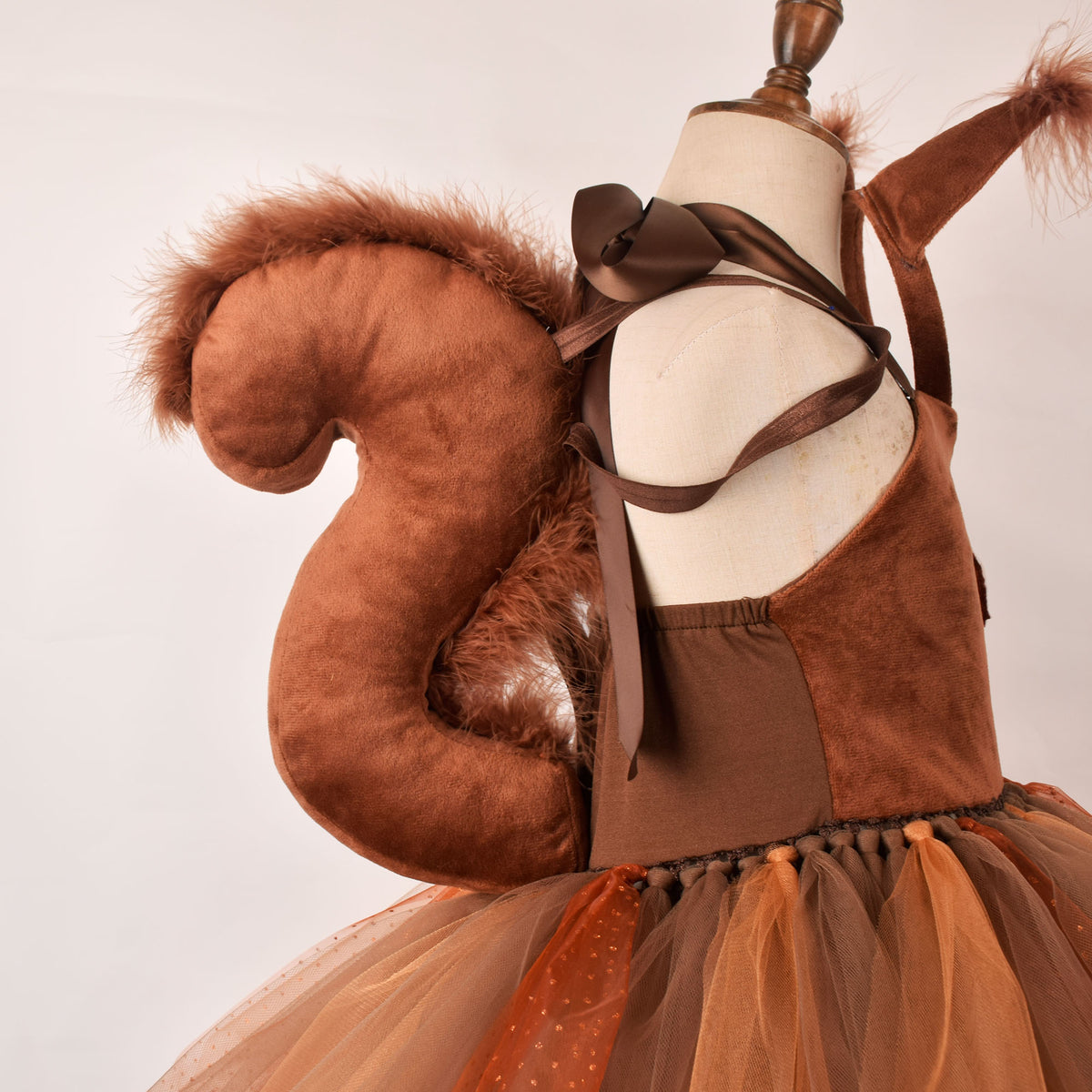 Squirrel Tutu Dress Kids Halloween Costume Ears Headband Tail Set