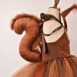 Squirrel Tutu Dress Kids Halloween Costume Ears Headband Tail Set
