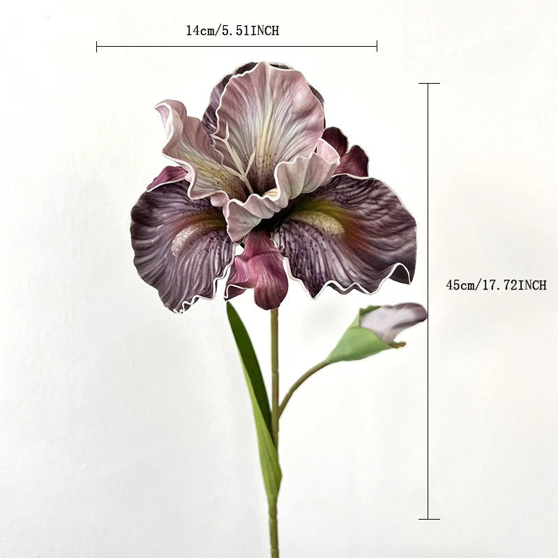 Irises Oil Painting Stylised 45cm Artificial Flower EVA Velvet Feel