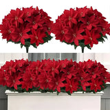 Artificial Christmas Red Poinsettia Flower Bouquets