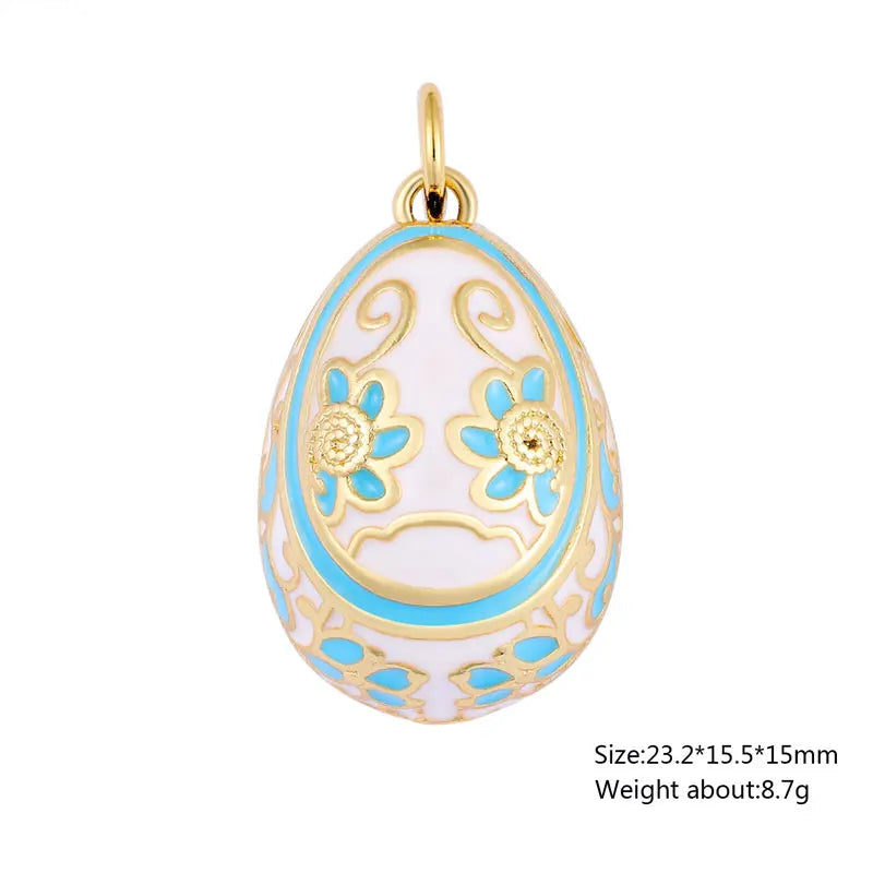 Enamel Easter Egg Pendants 18K Gold Plated Charms For DIY Earrings Necklaces Jewellery Making