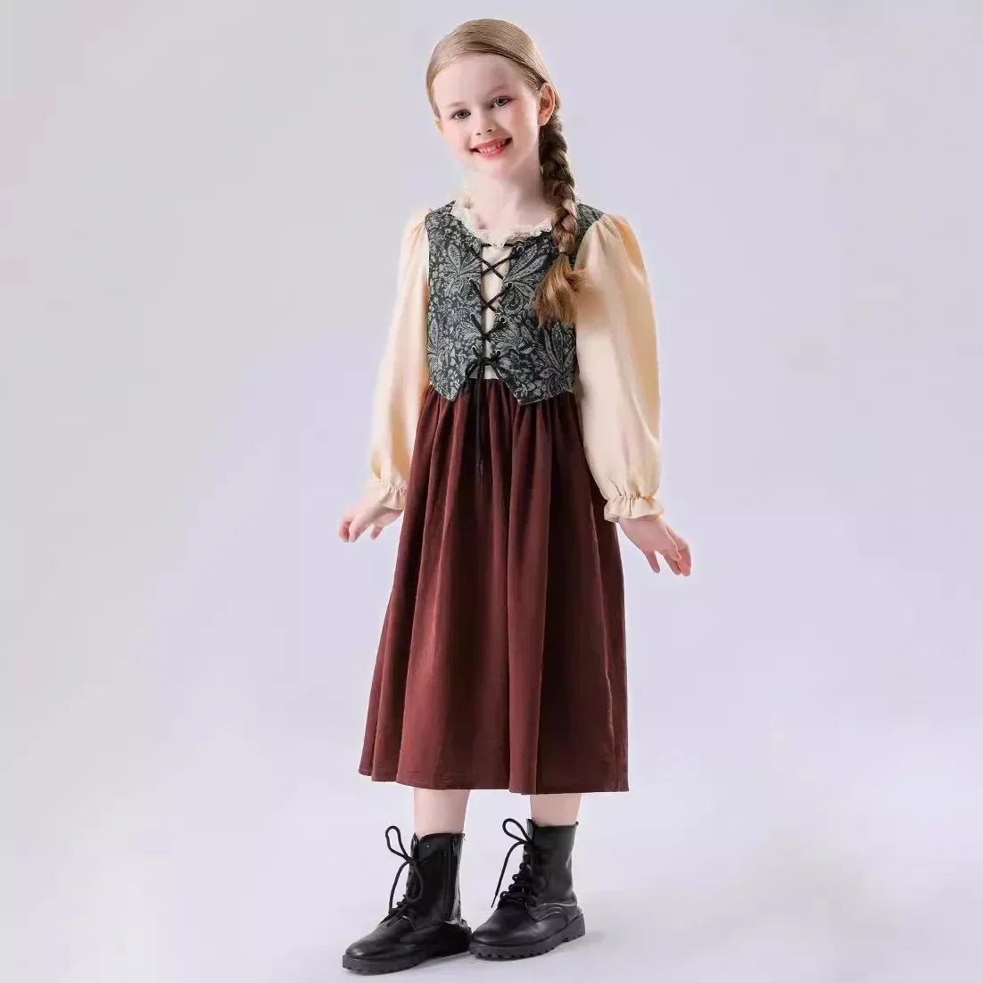 Medieval Peasant Children Cosplay Halloween Stage Performance Costumes