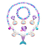 Mermaid Accessories Gloves Wand Crown Jewellery Set Wig Necklace Braid Cosplay Halloween Birthday Party