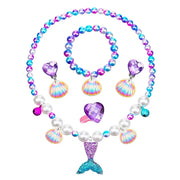 Mermaid Accessories Gloves Wand Crown Jewellery Set Wig Necklace Braid Cosplay Halloween Birthday Party
