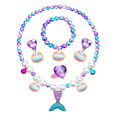 Mermaid Accessories Gloves Wand Crown Jewellery Set Wig Necklace Braid Cosplay Halloween Birthday Party