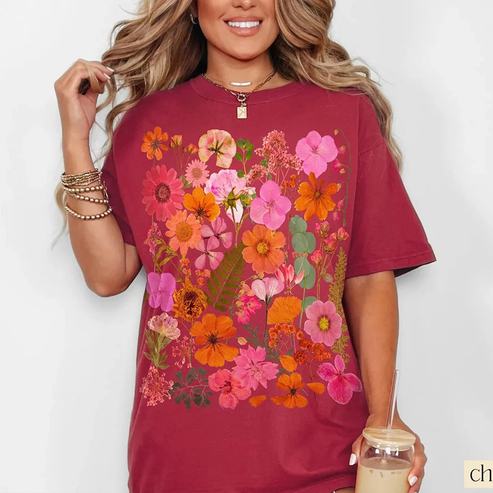 Pressed Flower T-shirt Nature Lover Tee Gardener Gift