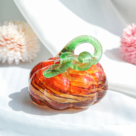 Handmade Blown Glass Pumpkin Ornament Fall & Harvest Thanksgiving Halloween Gift