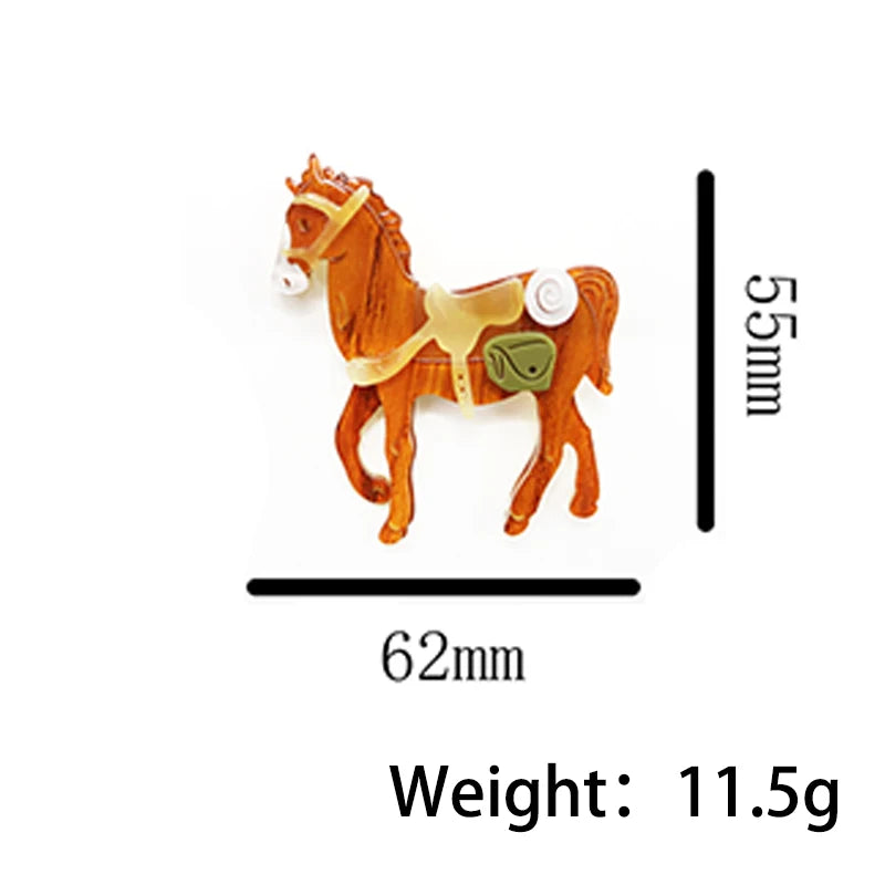 Gee Gee Brown Horse Acrylic Brooch
