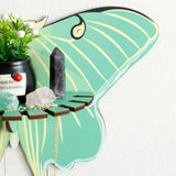 Luna Moth Necklace Display Wooden Floating Shelves Boho Home Decoration