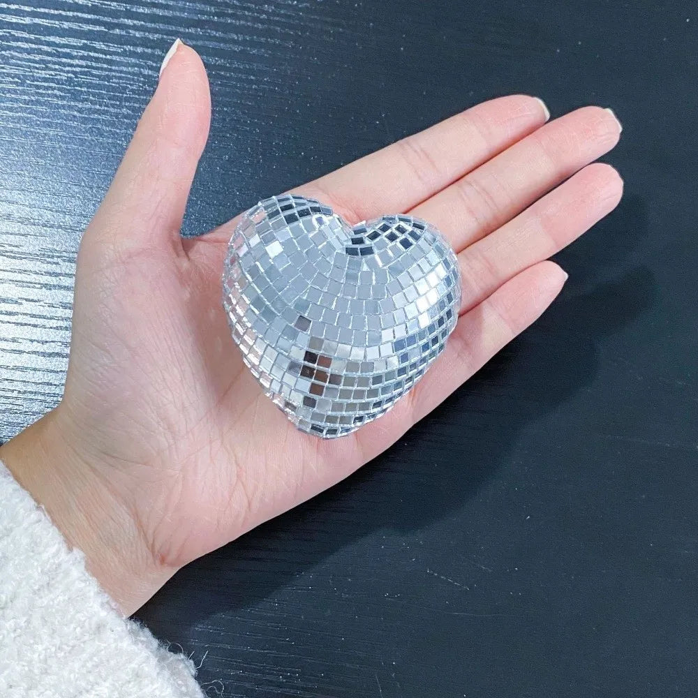 Heart-Shaped Disco Mirror Ball Decorations