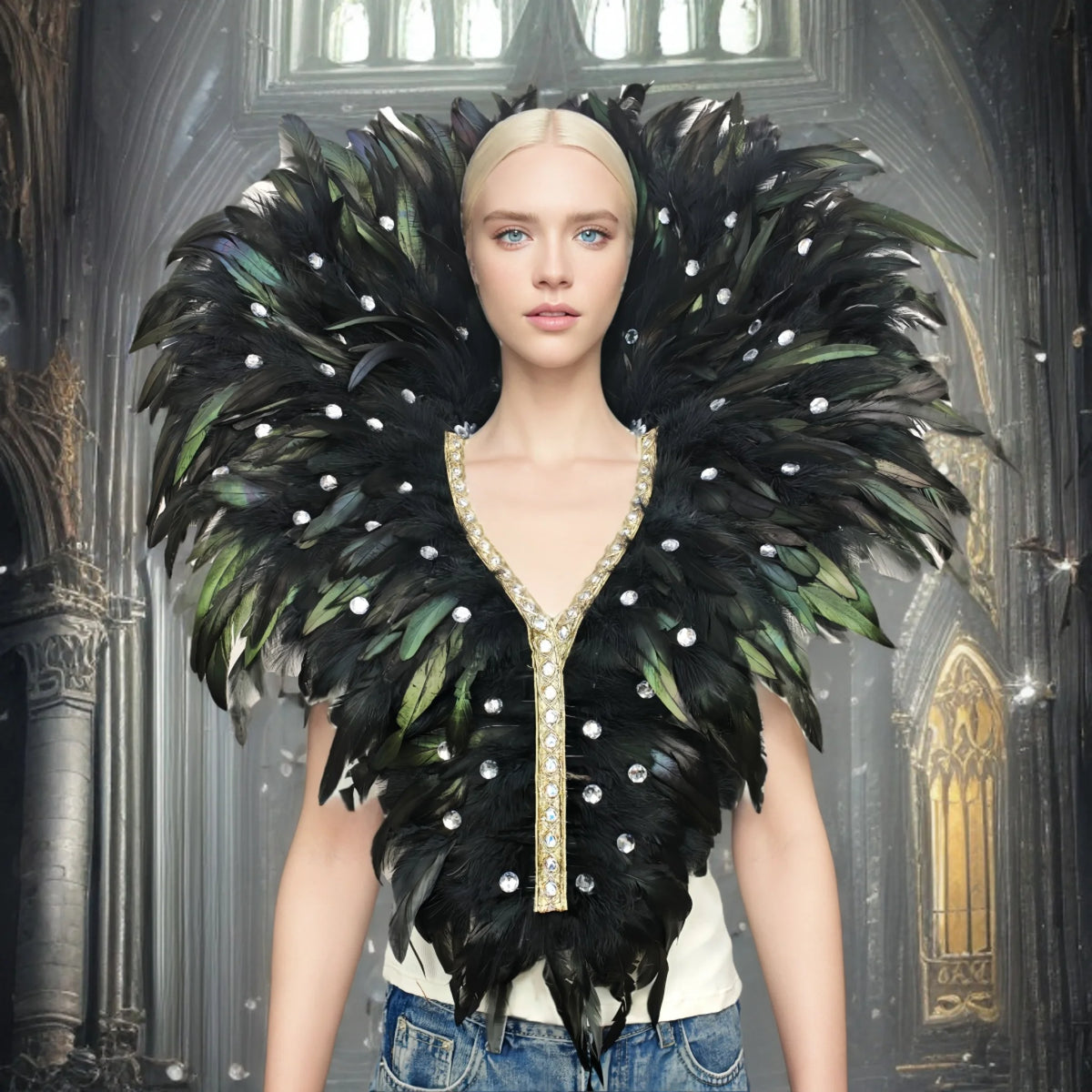 Carnival Mardi Gras Feather Collar Stage Performance Festival Costume