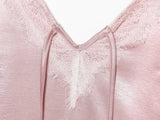 Y2k Asymmetrical Spliced Lace Satin Slip Long Camisole Top Layering Dress Side Slit Hem
