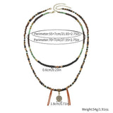 Men's Stacked African Stone Beaded Necklace Set Layered Bohemian Necklace