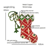 Christmas Stocking Enamel Brooch