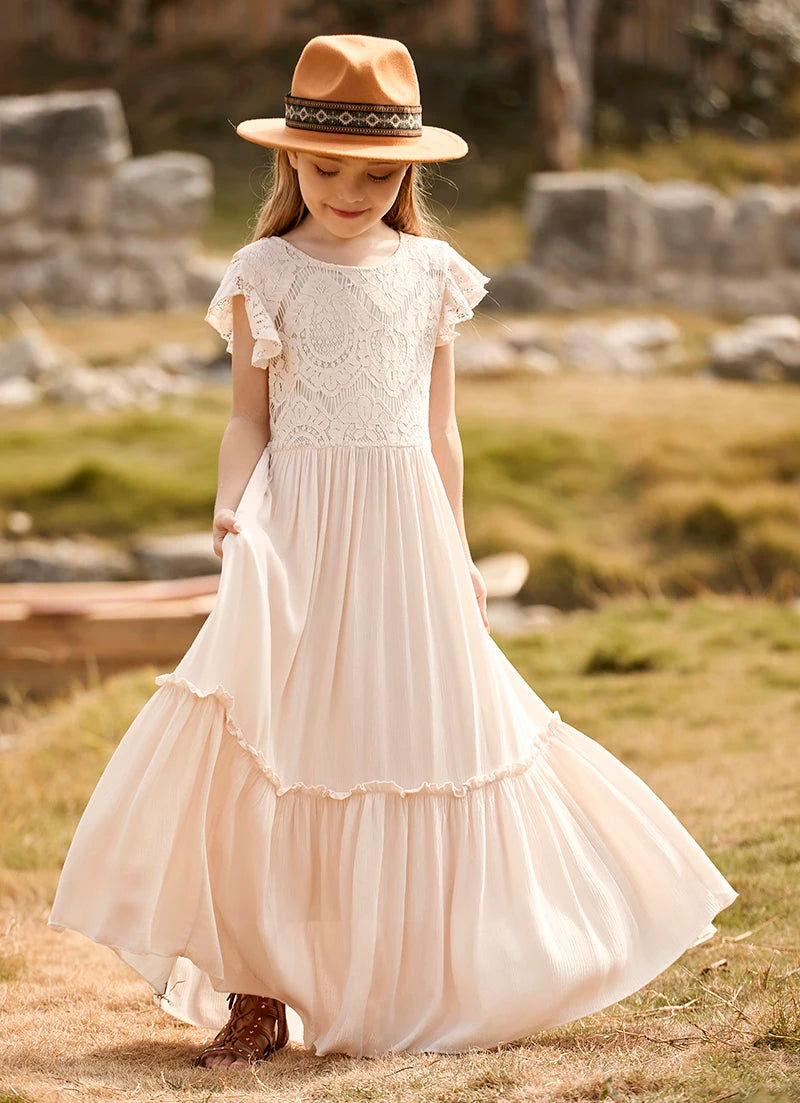 Flower Girls Lace Maxi Photo Shoot Dress