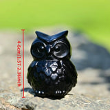 Natural Obsidian Owl Figurine Hand-Carved Stone Statue Decor Ornament Gift Idea