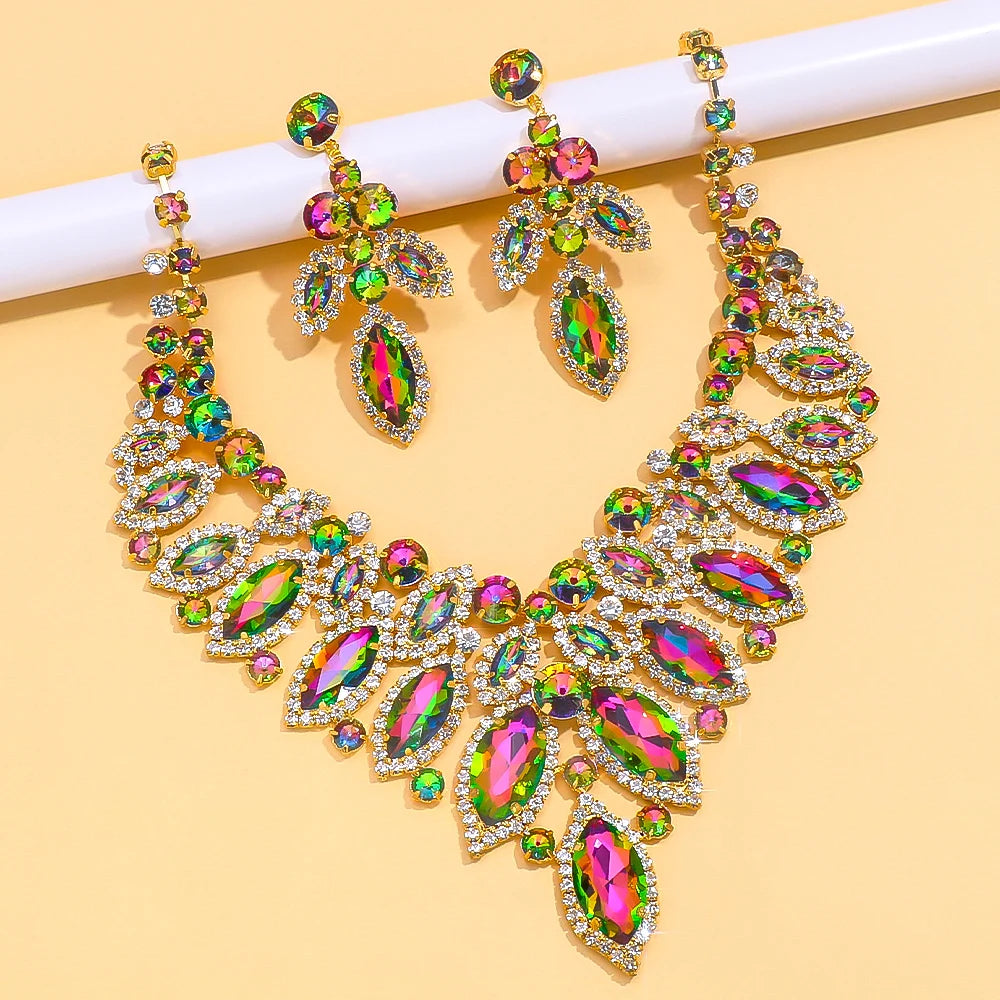 Falling Leaves Statement Necklace Earrings Sets