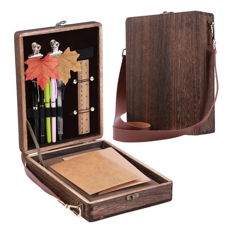 Wandering Writers Artists Wooden Messenger Box Bag Organiser