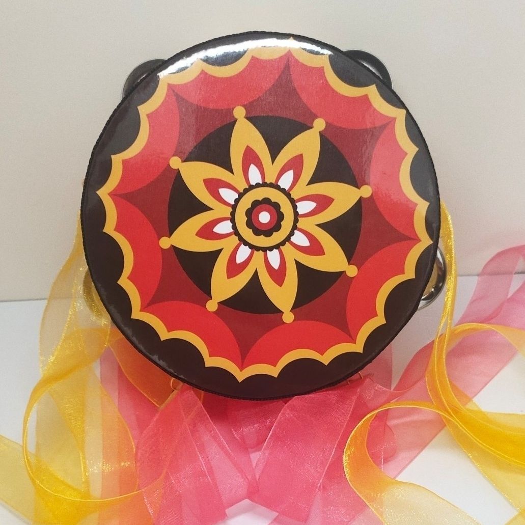6 Inch Tambourine with Ribbons Dance Performance Musical Instruments