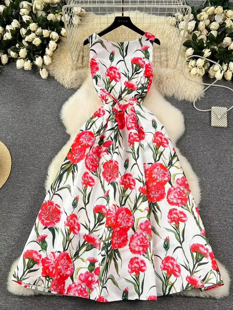Spring Races Floral Tank Dress with Pockets